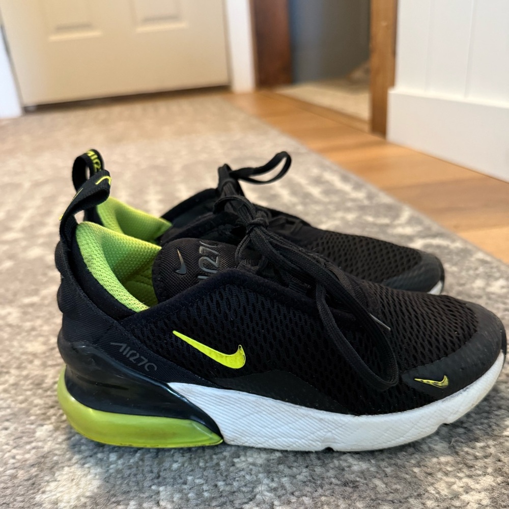 Nike Black and Neon Yellow Air Max 270 Sneakers